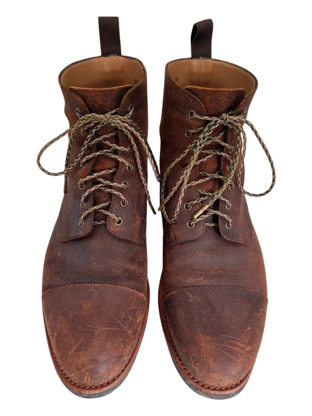 Taft Dragon Lace-Up Cap-Toe Boots in Brown Leather Men's Size 9